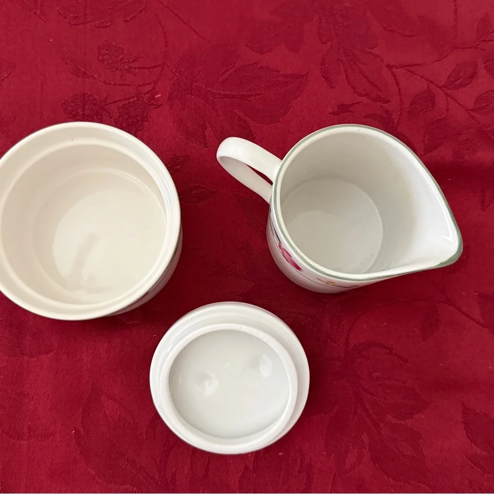Vintage White Multicolor Farberware Floral Creamer and Sugar Set